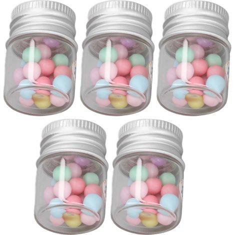 Ensemble de 5 bocaux à bonbons miniatures pour maisons de poupées, à l'échelle 1:12, en plastique et verre, pour décorer la cuisine de la maison de poupée des petites filles. (1/5)