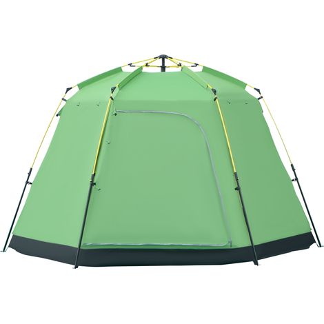 Tente dôme famille 6 personnes, étanche 2000mm, 320×320×180cm, acier fibre verre, vert, faux cuir, montage facile, festival trekking