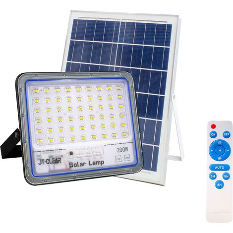 Lampe Panneau Solaire Phare LED 200W 89398 Crépuscule avec Télécommande IP66