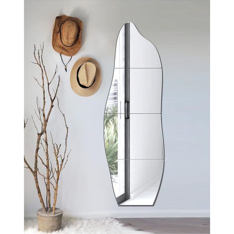 Miroir Mural sans Cadre Organique Coller Collant Miroirs Muraux Murales Adhesif Autocollant Adhésif Mural pour Salle de Bain, Cuisine, Chambre Entrée et Salon (28x36.5cm, 4 05) (1/5)