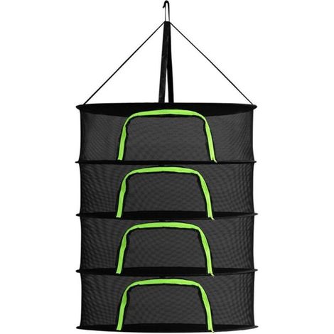 Faltbares, hängendes Kräutertrocknungsnetz aus Netzgewebe mit Reißverschlüssen, gratis Aufbewahrungsbeutel und Haken für Hydrokulturpflanzen, Gartenschere, Klingen (2) (1/5)