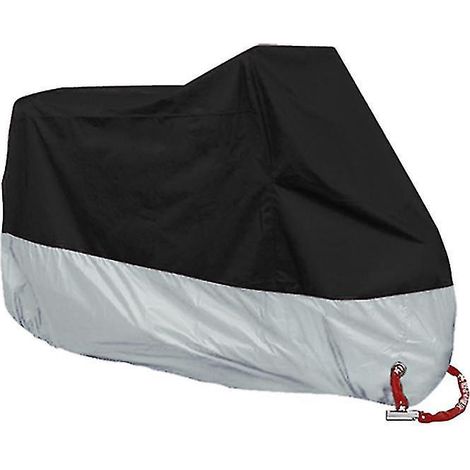 Wasserdichte und regenfeste Motorradabdeckung, Ganzjahresschutz – 230 x 95 x 125 cm – schwarz und silber (1/5)
