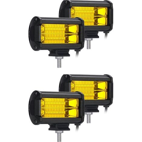 x 5 Zoll 72W LED-Arbeitsscheinwerfer, wasserdicht, Offroad-Nebelscheinwerfer, gelbe Lampen für LKWs, ATVs, UTVs, Polaris-Boote, Golfwagen