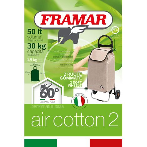 FRAMAR AIR COTTON 2 - Carrello portaspesa 2 ruote in cotone ecologico
