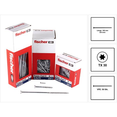 50 Vis Power-Fast FPF-II-CTP Ø6 x 180 mm, tête fraisée TX, filetage partiel - Fischer (1/5)