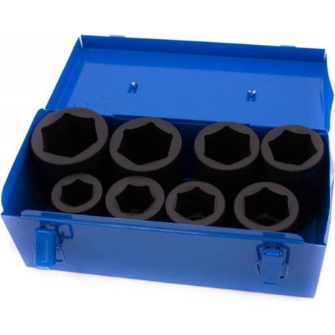Jeu de Douilles à Choc Longues 25 mm (1) 27-50 mm - 8 pcs - Acier Résistant et Usage Professionnel - D-Work