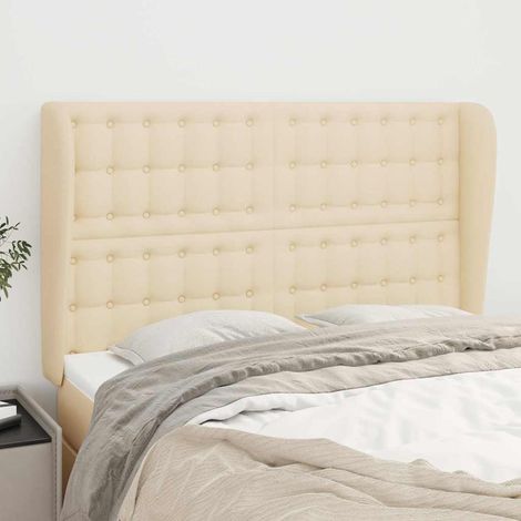 vidaXL Cabecero con orejas de tela color crema 147x23x118/128 cm (1/5)