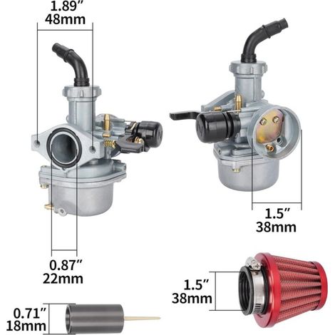 Carburatore PZ22 da 38 mm con avviamento manuale, filtro dell’aria e guarnizione del collettore di aspirazione – compatibile con moto 110 cm³ e 125 cm³ (tipo Monkey, ATV, quad, cross, pit bike)
