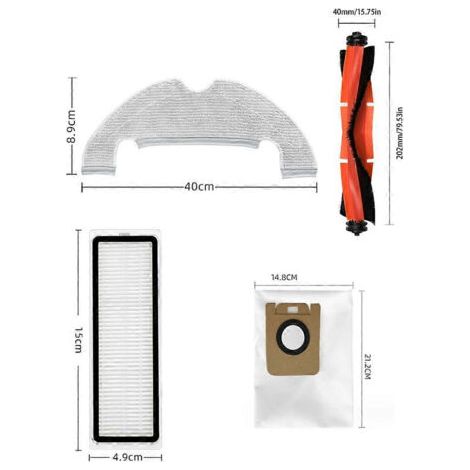 NALOOKAMIC Kit d'accessoires 8 pièces pour aspirateur robot Dreame Bot D10 Plus RLS3D, Z10 Pro, L10 Plus : brosse principale, filtre, sac à poussière (1/4)