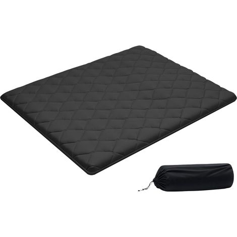Matelas Futon Taille Queen, Matelas de Sol Japonais Pliable, Tatami Doux pour Dormir Yoga Méditation et Relaxation, 203,2x152,4x8,9 cm, 9 Couches, avec Sac de Rangement et Attaches, Noir (1/5)