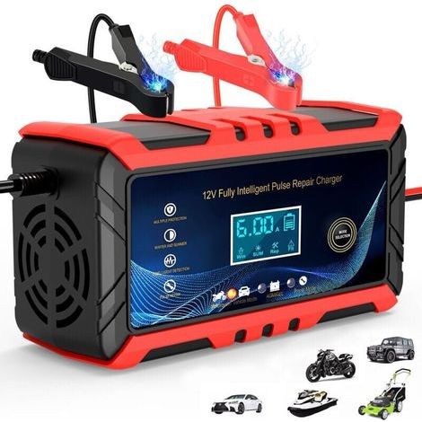 Chargeur de Batterie Intelligent 6A 12V, Mainteneur de Chargeur Batterie Voiture, Chargeur de Batterie avec LCD Tactile Écran Protections Multiples de Réparation (1/4)