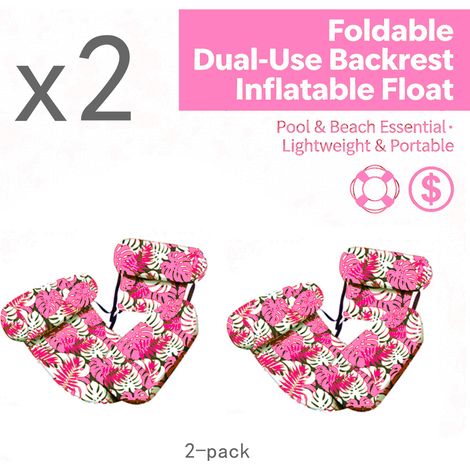 Chaises longues gonflables pour l'eau, lit flottant double pliable en toile, matelas de plage portable (2 pièces) (1/4)