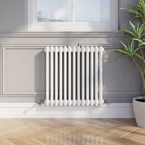 600 x 605mm Double Bar Horizontal Traditional Colosseum White Column Radiator (1/4)