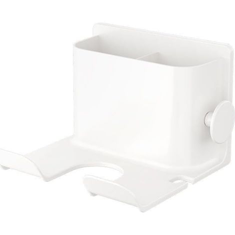 1 support mural polyvalent pour sèche-cheveux pour étagères de salle de bain, sans perçage, support de rangement de salle de bain – Blanc (1/5)
