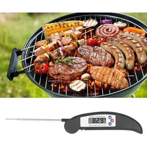 Thermomètre à sonde pliable pour barbecue, grillades, cuisine, thermomètre à sonde électronique, noir. (1/5)