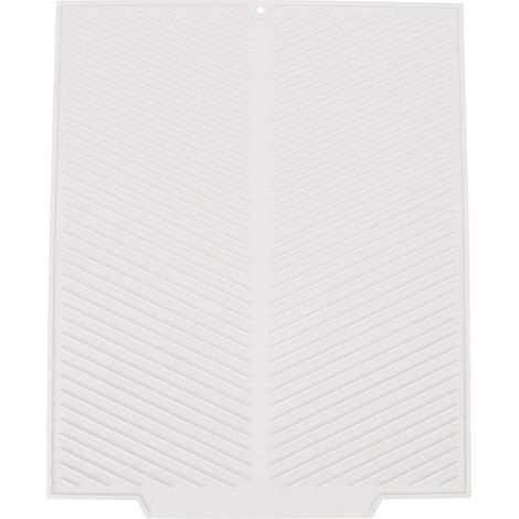 Tapis égouttoir à vaisselle en silicone 485 x 405 mm, résistant à la chaleur, antidérapant, blanc.