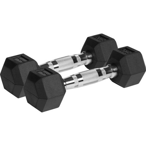 Gusseiserne, gummierte Kurzhanteln HEX 2x2kg, Rebel Sechskant-Set 4kg massiv (1/4)
