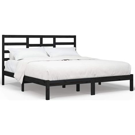 Maison Exclusive - Massivholzbett Schwarz 200x200 cm (1/5)