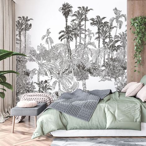 Papier peint panoramique - Forêt tropicale - 130 cm x 130 cm (1/4)