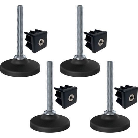 Piede di livellamento - NGI - M12x100 - Base in plastica - Inserti 40x40 - 500 kg