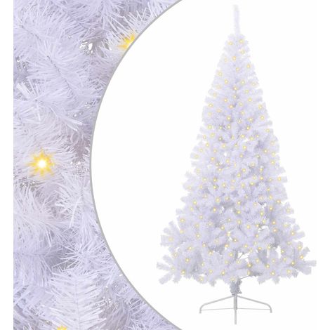 vidaXL Sapin de Noël artificiel avec 300 LED Blanc 240 cm PVC et Acier