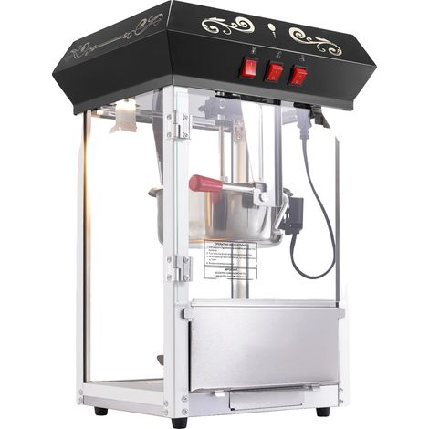 Máquina para hacer palomitas de maíz, 850 W de potencia, capacidad para 48 tazas, color negro. (1/2)