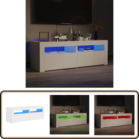 Meuble TV avec lumières LED blanc 120x35x40 cm - Meuble Tv - Meuble Téléviseur - Armoire Tv - Télévision Murale - Support Tv (1/5)