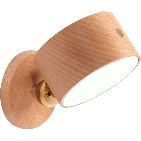 Applique Murale LED à Piles, Applique Murale Moderne Minimaliste sans Fil-Bois (1/5)