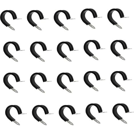 Lot De 20 Colliers De Serrage Isolés En Acier Inoxydable 304 De Type R Avec Rembourrage En Caoutchouc Diamètre 8 Mm