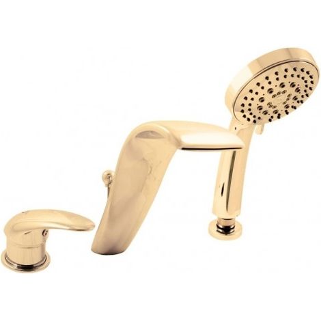 Mitigeur baignoire 3 trous DUNAJ avec cascade en laiton doré (1/4)