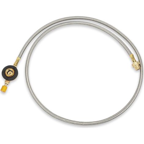 Tuyau d'extension plat pour réservoir de gaz, 100cm/39,4 po tuyau d'extension pour propane en laiton acier inoxydable et caoutchouc kit de conversion pour appareils de chauffage au propane (1/5)