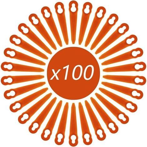 Lot de 100 Lames Compatible pour Coupe Bordure Stihl PolyCut 2-2 PolyCut 3-2, FSA 45 FSA 57 FSE 52, Lames en Plastique pour Coupe Bordure Stihl sans Fil (1/4)