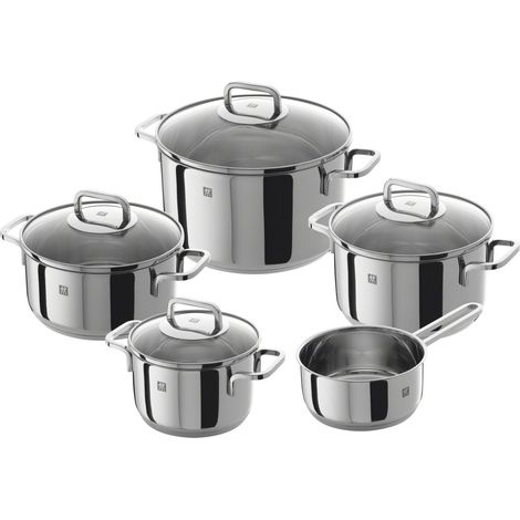 ZWILLINGZWILLING Set di pentole de 5 pezzi, 4 coperchi, pentole per induzione, acciaio inox, Quadro (1/5)