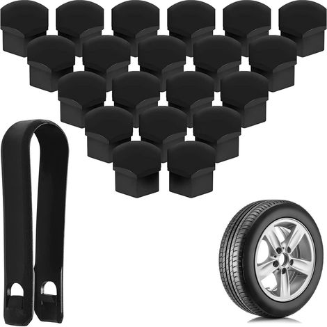 Lot de 20 cache-écrous de roue de 17 mm, protection antivol pour vis de roue de voiture avec outil de démontage, kit de capuchons de verrouillage pour véhicules. (1/5)
