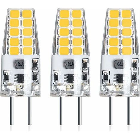 3PCS 3W 12V G6.35 LED Ampoule Culot T3 / T4 / T5 G6.35 / GY6.35 Base Blanc froid 6000K Remplacement de 30W Ampoule Halogène pour l’Éclairage Sous-Cabinet Lumière Lampe de Bureau [Classe énergétique A+ (1/4)