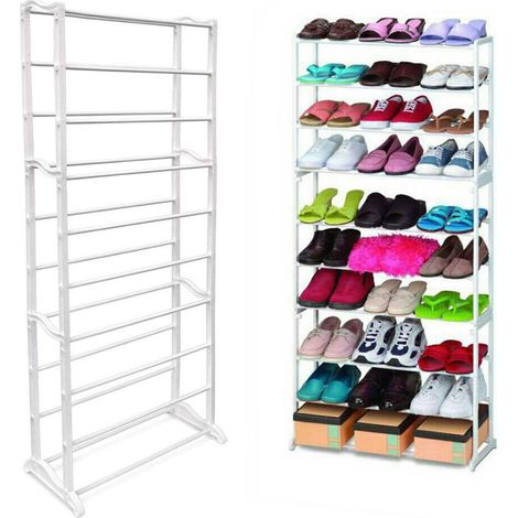 Meuble à chaussures en métal blanc pour 30 paires (1/5)