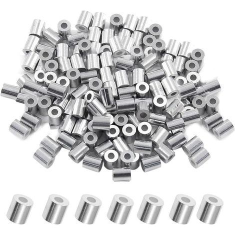 Lot de 200 manchons d'arrêt ronds pour câble métallique de diamètre en aluminium (M2,5, 2,5 mm) (1/5)