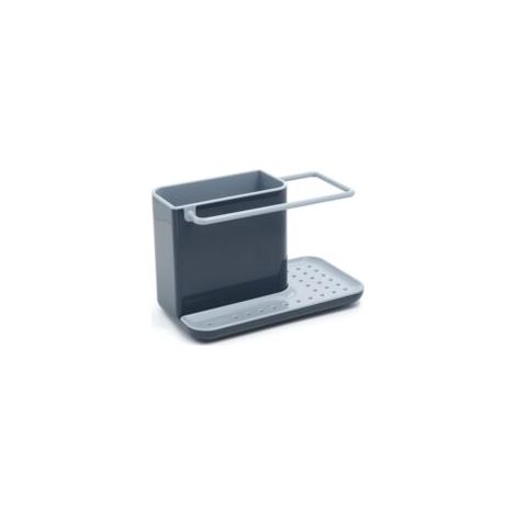 Organizador/mueble de almacenamiento para fregadero con desagüe integrado, soporte para esponja, soporte para cepillo, soporte para detergente y toallero extraíble, tamaño estándar, gris - WELLNGS-Cre