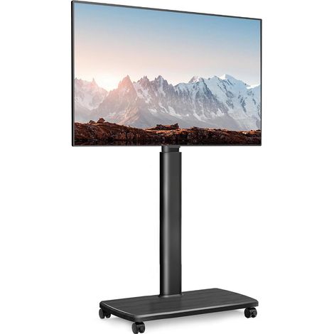 Support TV roulettes avec Socle en Bois, pour TV 32-70 Pouce jusqu'à 40 kg, Support TV sur Pied, Hauteur Réglable, VESA Max.600×400mm pour Location et Bureau (1/5)
