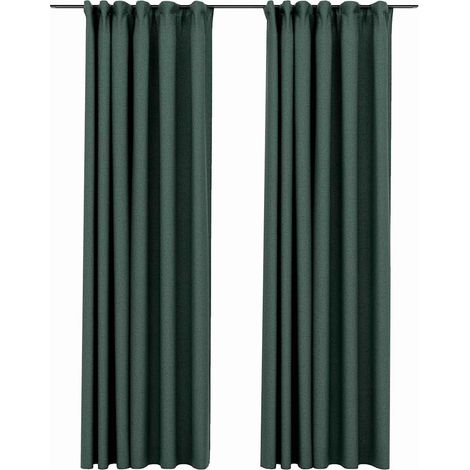 Maison Exclusive - Rideaux occultants aspect lin avec crochets 2pcs Vert 140x245cm (1/5)