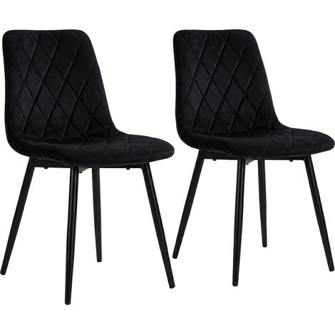 Schwarze Samt-Esszimmerstühle, 2er-Set, gepolstert (1/5)