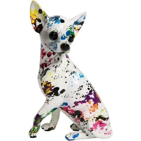 Creative Coloré Graffiti Art Chihuahua Chien Statue de Mode Résine Artisanat Figurine pour Salon Étagère Décor À La Maison Accents (1/4)