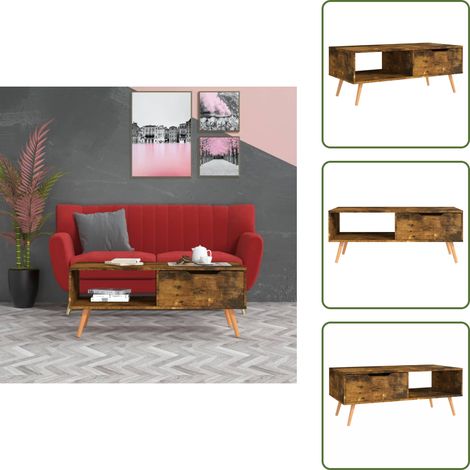 Table basse Chêne fumé 100x49,5x43 cm Bois d'ingénierie - Table Basse - Meuble Salon - Bout De Canapé - Table D'appoint - Bois D'ingénierie (1/5)