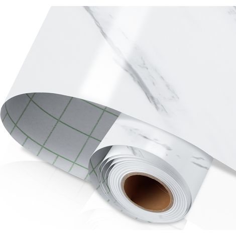 TolleTour Film PVC autocollant, film décoratif imperméable 500×61 cm, aspect marbre blanc (1/5)