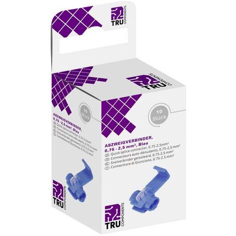 TRU COMPONENTS T1904C037 Raccord de dérivation flexible: 0.75-2.50 mm² rigide: 0.75-2.50 mm² Nombre de pôles: 2 10 pc(s) bleu Q705992 (1/5)
