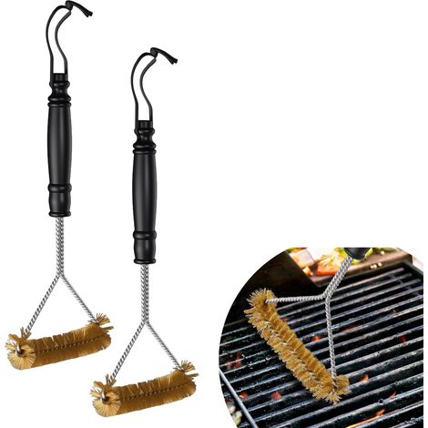 2 Pièces Brosse Barbecue Laiton, Brosse Nettoyage 360°, Accessoires Barbecue, Laiton Antidérapant, Convient à Tous Grils