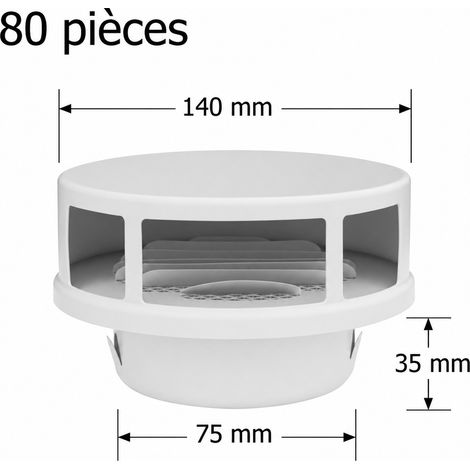 Grille de ventilation double persienne blanc 30mm 4 acier inoxydable 80mm découpe 80 mm 15 × 15 × 10 cm – Livraison gratuite (1/3)