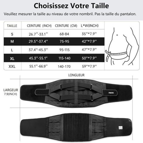 Ceinture De Soutien Lombaire - 4 Ressorts - Hauteur 23 Cm - Réglable Double Sangle - Taille XL (1/4)