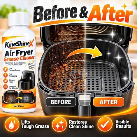 KineShineX Air Fryer Degreaser Cleaner powerfully removes grease and stains, suitable for frying baskets, trays, and inner pots. (1/4)