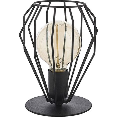 Tischlampe Draht Schirm Schwarz Metall H22cm